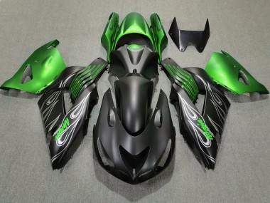 2006-2011 Kawasaki ZX14R Motorcycle Fairings - Green Matte Black