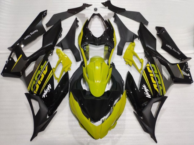2018-2024 Kawasaki Ninja 400 Motorcycle Fairings - Yellow Glossy Black Matte Black OEM Style
