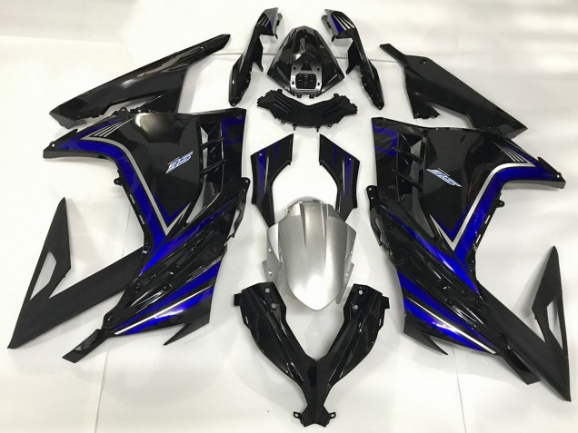 2013-2024 Kawasaki Ninja 300 Motorcycle Fairings - Glossy Black Blue