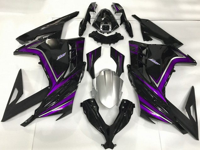 2013-2024 Kawasaki Ninja 300 Motorcycle Fairings - Glossy Black Purple