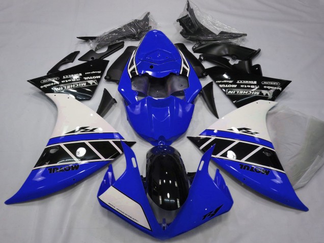 2012-2014 Yamaha R1 Motorcycle Fairings - White Blue Glossy Black