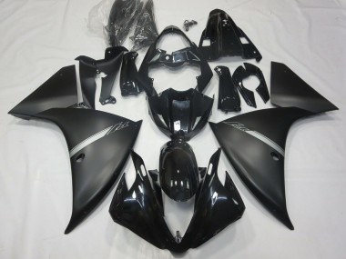 2012-2014 Yamaha R1 Motorcycle Fairings - Glossy Black Matte Black Silver