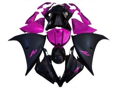 2012-2014 Yamaha R1 Motorcycle Fairings - Glossy Black Matte Black Pink