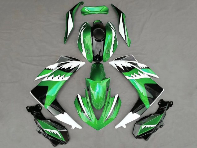 2015-2018 Yamaha R3 Motorcycle Fairings - Green White Black Shark