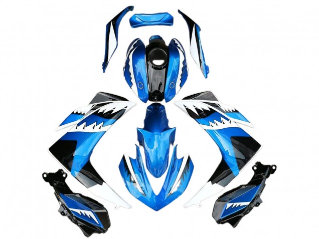 2015-2018 Yamaha R3 Motorcycle Fairing - Blue White Black Shark