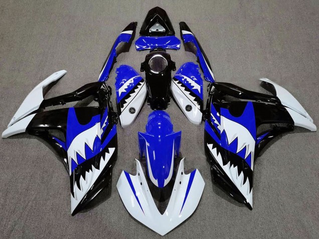 2015-2018 Yamaha R3 Motorcycle Fairings - White Blue Black Shark