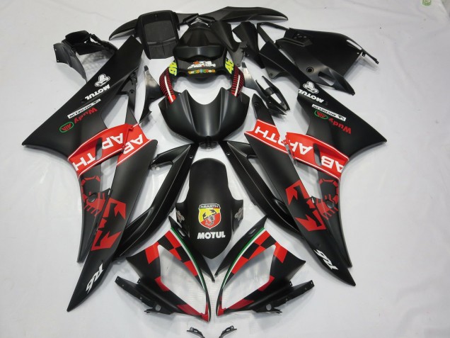 2006-2007 Yamaha R6 Motorcycle Fairings - Matte Black Red Abarth Motul Michelin