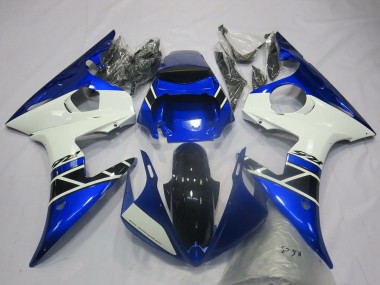 2003-2004 Yamaha R6 Motorcycle Fairings - Blue White Glossy Black OEM Style