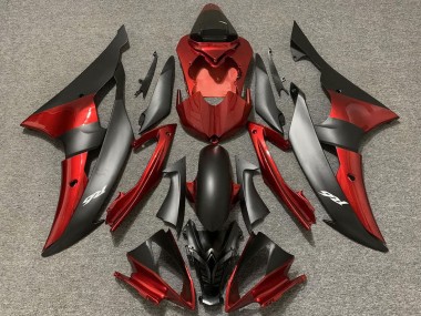 2008-2016 Yamaha R6 Motorcycle Fairings - Red Matte Black