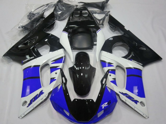 1998-2002 Yamaha R6 Motorcycle Fairings - White Blue Glossy Black