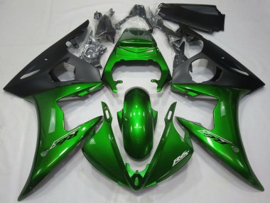 2005 Yamaha R6 Motorcycle Fairings - Dark Green Matte Black