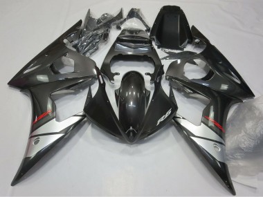 2005 Yamaha R6 Motorcycle Fairings - Glossy Black Silver