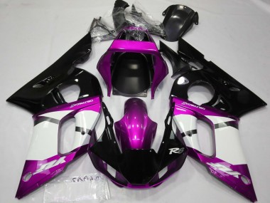 1998-2002 Yamaha R6 Motorcycle Fairings - Purple White Glossy Black