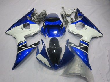 2005 Yamaha R6 Motorcycle Fairings - Blue White Glossy Black