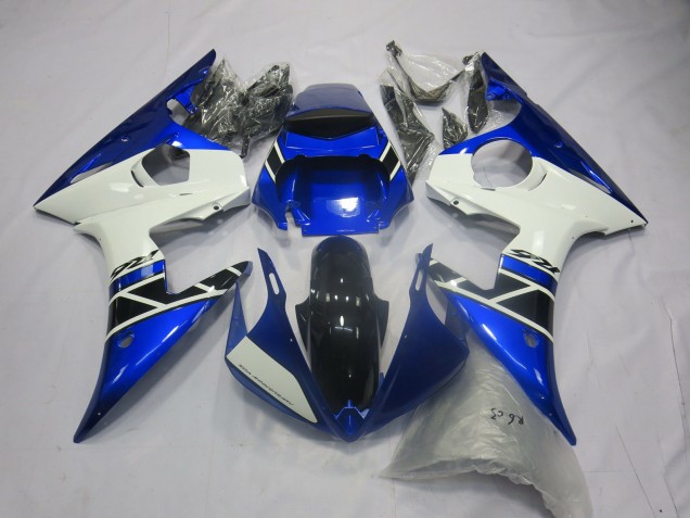 2005 Yamaha R6 Motorcycle Fairings - Blue White Glossy Black