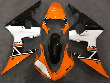 2003-2004 Yamaha R6 Motorcycle Fairings - Orange White Glossy Black