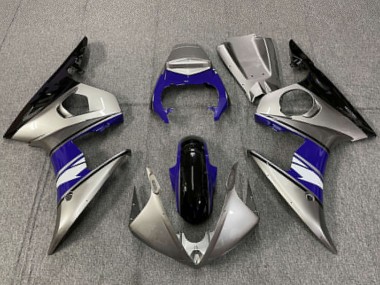 2003-2004 Yamaha R6 Motorcycle Fairings - Silver Blue Glossy Black