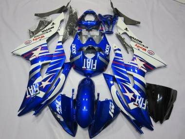2008-2016 Yamaha R6 Motorcycle Fairings - White Blue Fiat Acer Motul Michelin