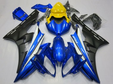 2006-2007 Yamaha R6 Motorcycle Fairings - Yellow Blue White Matte Black Motul