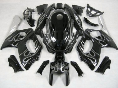 1996-2007 Yamaha YZF600R Thundercat Motorcycle Fairings - Glossy Black Silver Flame