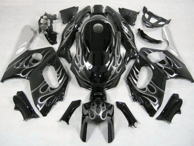 1996-2007 Yamaha YZF600R Thundercat Motorcycle Fairings - Glossy Black Silver Flame