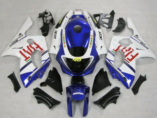 1996-2007 Yamaha YZF600R Thundercat Motorcycle Fairings - White Blue Fiat Motul