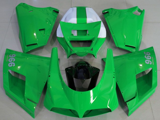 1993-2005 Ducati 996 Motorcycle Fairings - Glossy Green White