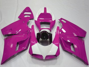 1993-2005 Ducati 916 Motorcycle Fairings - Pink White Glossy Black Performance