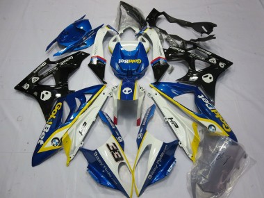 2009-2014 BMW S1000RR Motorcycle Fairings - White Yellow Blue Glossy Black GoldBet 33