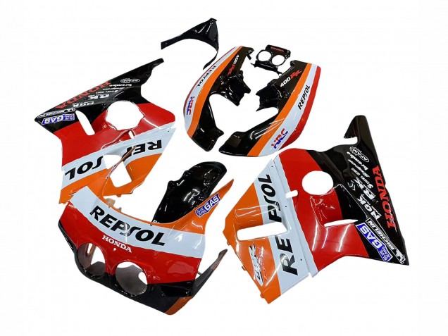 1987-1989 Honda CBR400RR NC23 Motorcycle Fairings - Orange White Red Glossy Black Repsol HRC