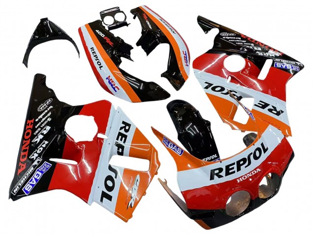 1987-1989 Honda CBR400RR NC23 Motorcycle Fairings - Orange White Red Glossy Black Repsol HRC