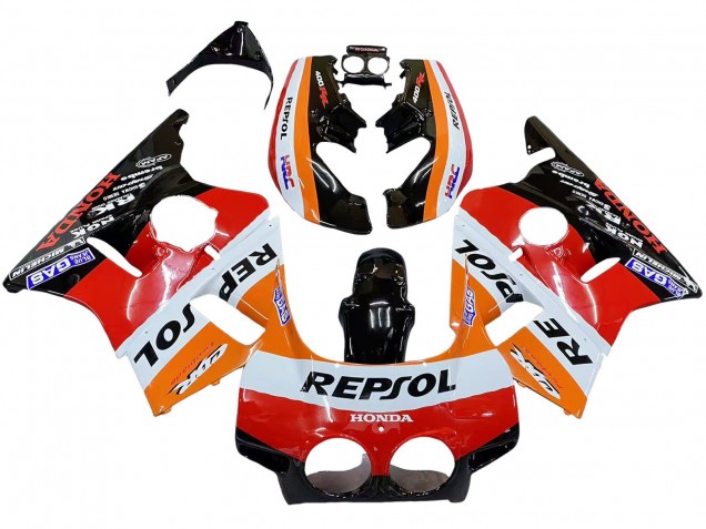 1987-1989 Honda CBR400RR NC23 Motorcycle Fairings - Orange White Red Glossy Black Repsol HRC