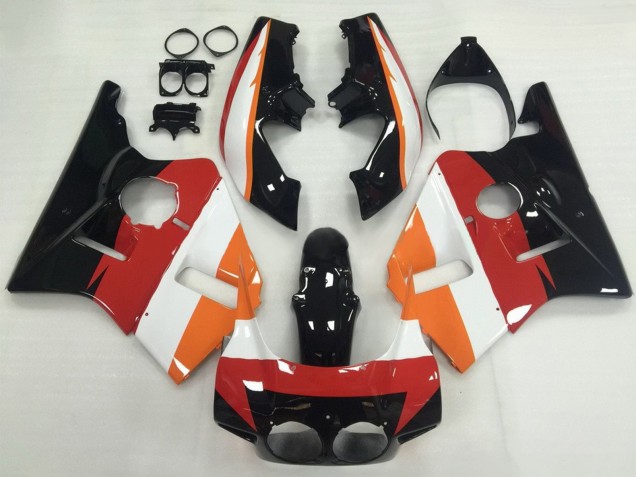 1987-1989 Honda CBR400RR NC23 Motorcycle Fairings - Orange White Red Glossy Black