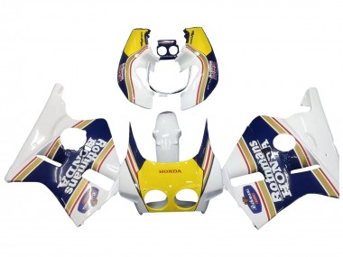 1987-1989 Honda CBR400RR NC23 Motorcycle Fairings - White Yellow Blue Rothmans