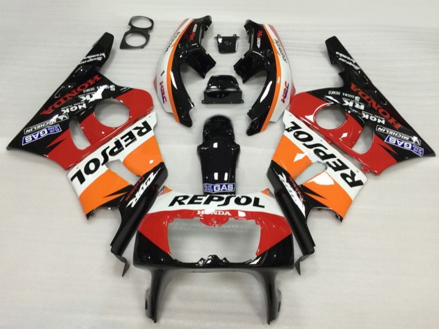 1987-1989 Honda CBR400RR NC23 Motorcycle Fairing - Orange White Red Glossy Black Repsol HRC