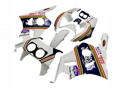 1990-1999 Honda CBR400RR NC29 Motorcycle Fairings - White Gold Red Dark Blue Rothmans