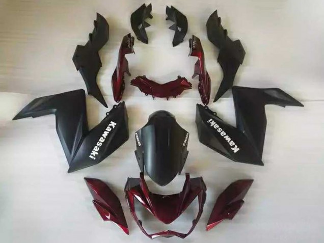 2015-2016 Kawasaki Z250/Z300 Motorcycle Fairings - Matte Black Maroon Red