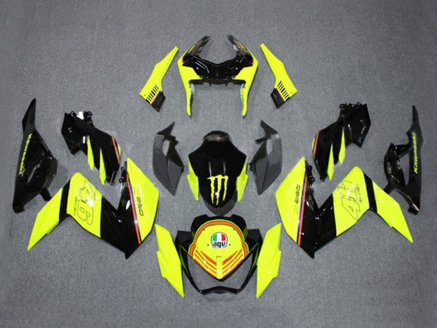 2015-2016 Kawasaki Z250/Z300 Motorcycle Fairings - Yellow Glossy Black Monster