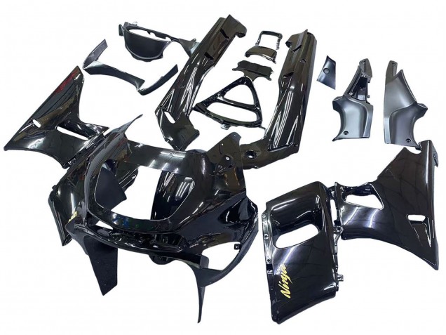 1993-2007 Kawasaki ZZR400 Motorcycle Fairings - Glossy Black Gold Ninja