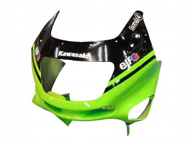 1993-2007 Kawasaki ZZR400 Motorcycle Fairings - Green Glossy Black Blue Monster Elf Touch4 Bridgestone