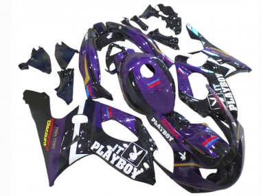 1996-2007 Yamaha YZF600R Thundercat Motorcycle Fairings - Dark Purple Black White Rizoma Playboy