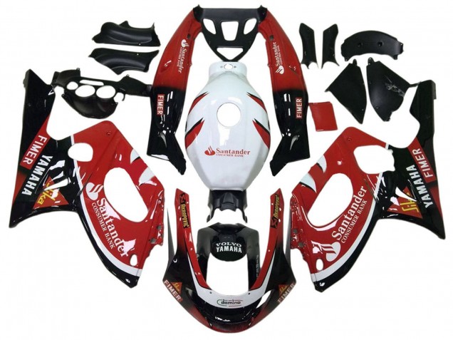 1996-2007 Yamaha YZF600R Thundercat Motorcycle Fairings - Glossy Black Red White Volvo Fimer Santander