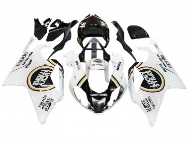 2003-2006 Aprilia RSV1000 Motorcycle Fairings - White Black Lucky Strike Motul Michelin