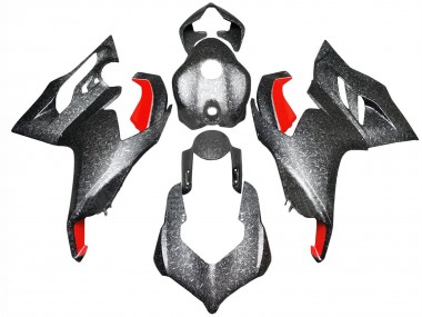 2020-2024 Ducati Panigale V2 Motorcycle Fairings - Black Forged Carbon Fiber Style Red