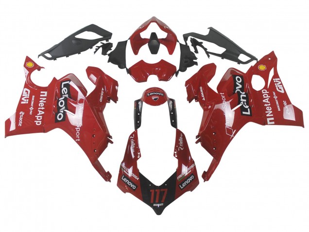 2020-2021 Ducati Panigale V4 V4S Motorcycle Fairing - Red Glossy Black Lenovo 117