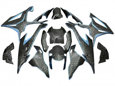 2019-2022 BMW S1000RR Motorcycle Fairings - Black Light Blue Forged Carbon Fiber