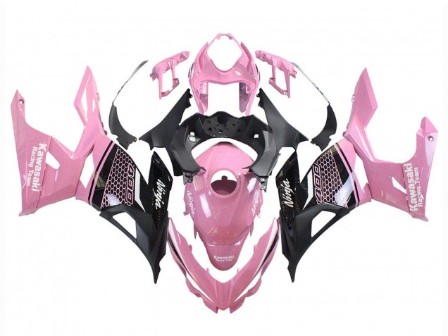 2018-2024 Kawasaki Ninja 400 Motorcycle Fairings - Pink Matte Black Honeycomb
