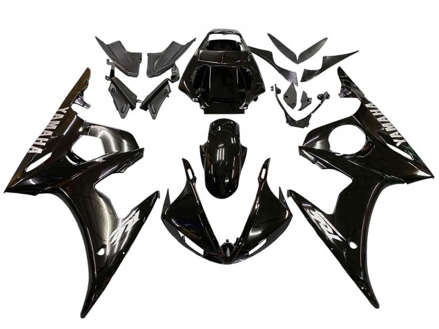 2006-2009 Yamaha YZF R6S Motorcycle Fairings - Glossy Black White Decals