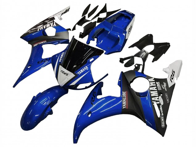 2003-2004 Yamaha YZF R6 Motorcycle Fairings - Blue White Glossy Black Yamalube