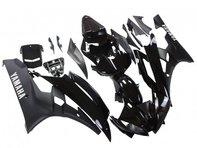 2006-2007 Yamaha YZF 600 R6 Motorcycle Fairings - Glossy Black Matte Black